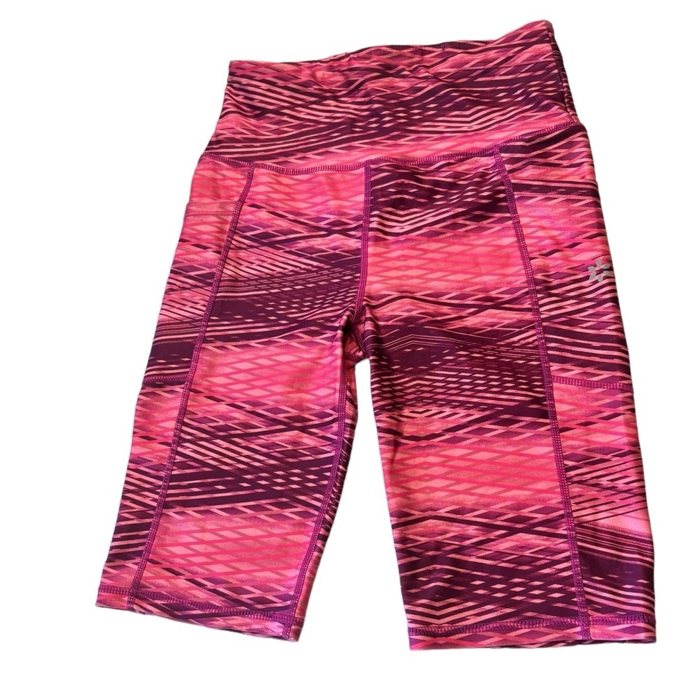 Nine West Active Biker Purple Pink Stripe Side Pockets Shorts Size s